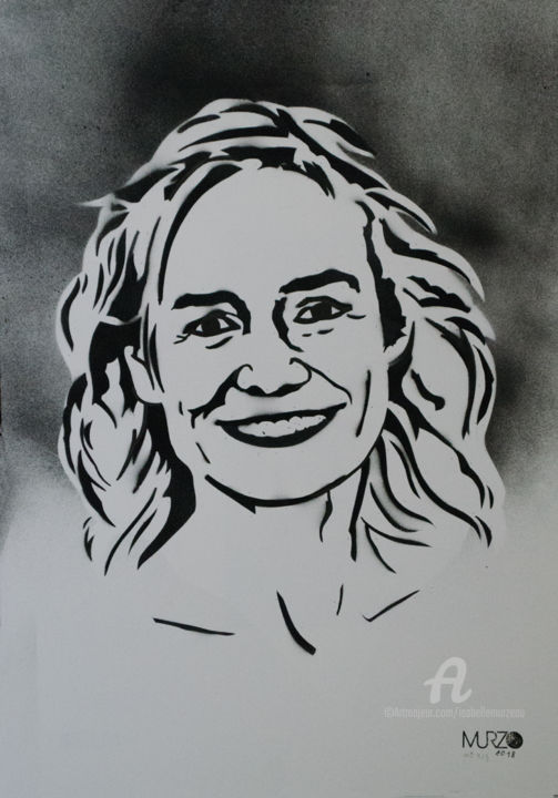 Painting titled "Sandrine Bonnaire" by Murzo, Original Artwork, Spray paint