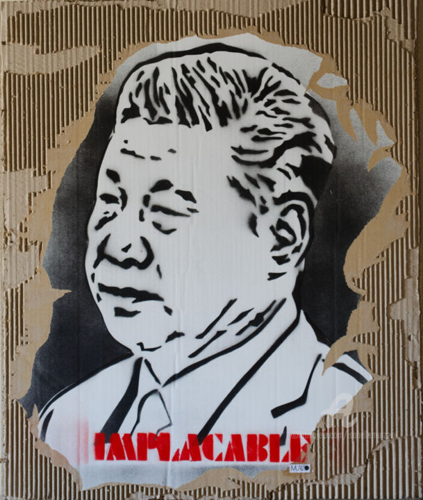 Painting titled "x-jinping" by Murzo, Original Artwork, Spray paint