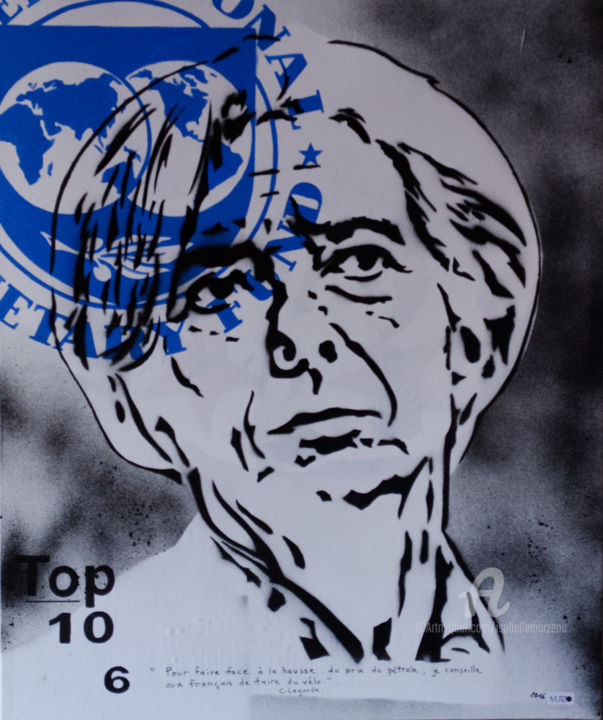 Pintura titulada "Christine Lagarde s…" por Murzo, Obra de arte original, Pintura al aerosol Montado en Bastidor de camilla…