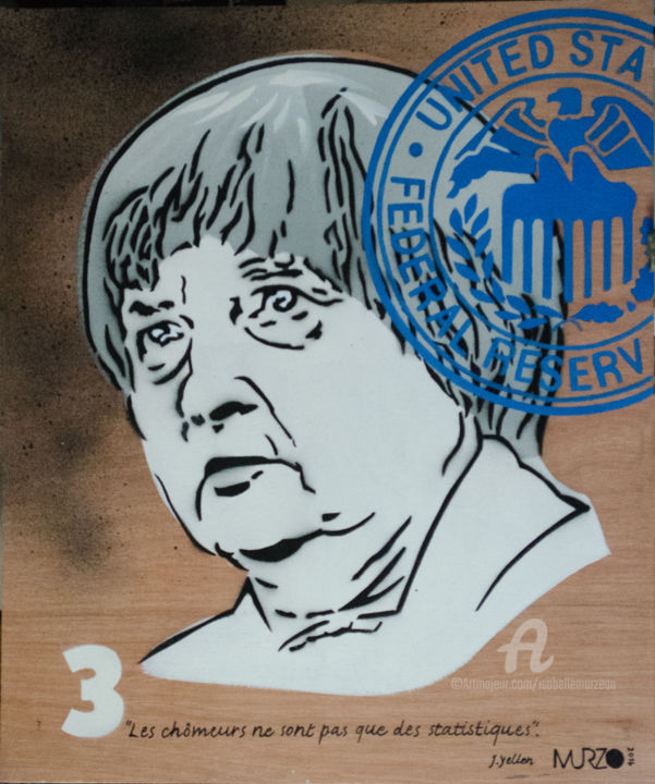 Peinture intitulée "Janet Yellen Top 3" par Murzo, Œuvre d'art originale, Bombe aérosol