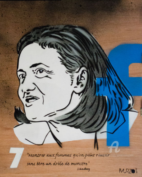 Peinture intitulée "Sheryl Sandberg Top…" par Murzo, Œuvre d'art originale, Bombe aérosol