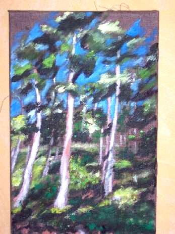 Peinture intitulée "les pins" par Isabelle Mangin-Lenglet, Œuvre d'art originale, Huile