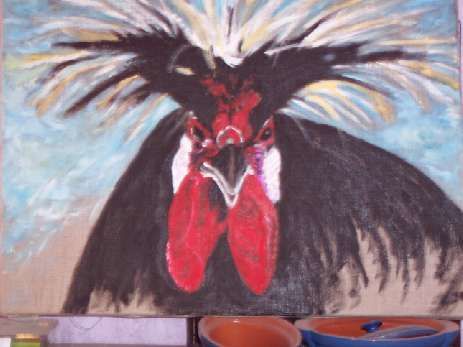 Peinture intitulée "quel beau coq" par Isabelle Mangin-Lenglet, Œuvre d'art originale, Huile