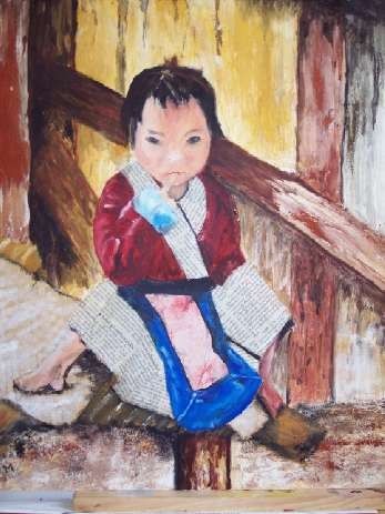 Painting titled "petit thailandais" by Isabelle Mangin-Lenglet, Original Artwork, Oil