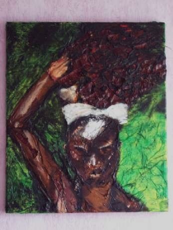 Painting titled "africaine" by Isabelle Mangin-Lenglet, Original Artwork, Oil
