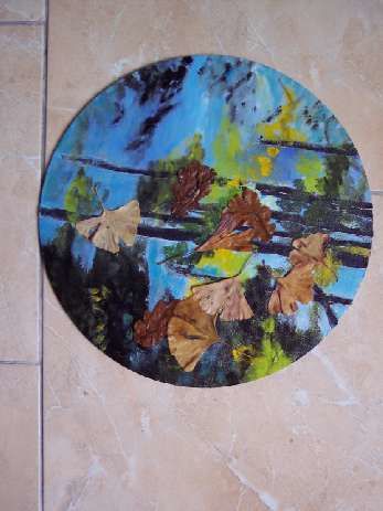 Painting titled "reflet dans l'eau 1" by Isabelle Mangin-Lenglet, Original Artwork, Oil