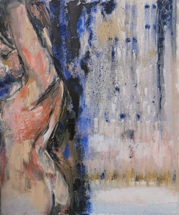 Peinture intitulée "Blue Nude I" par Isabelle Ordonneau, Œuvre d'art originale, Huile