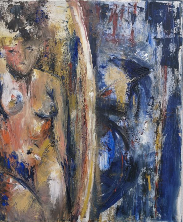 Painting titled "Blue Nude II" by Isabelle Ordonneau, Original Artwork, Oil
