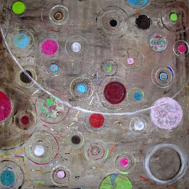 Painting titled "Bulles" by Isabelle Rizoud, Original Artwork, Oil