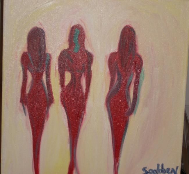 绘画 标题为“femmes en rouge” 由Isabelle Soobben, 原创艺术品