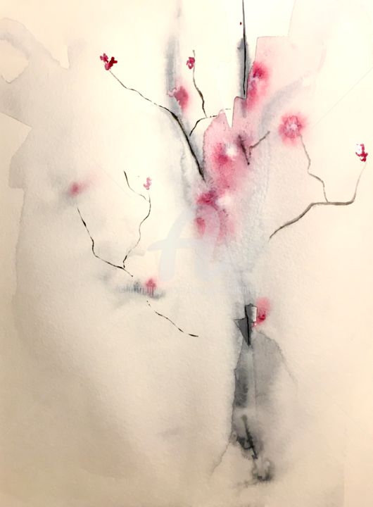 Peinture intitulée "Le Japon" par Isabelle Szlachta, Œuvre d'art originale, Aquarelle