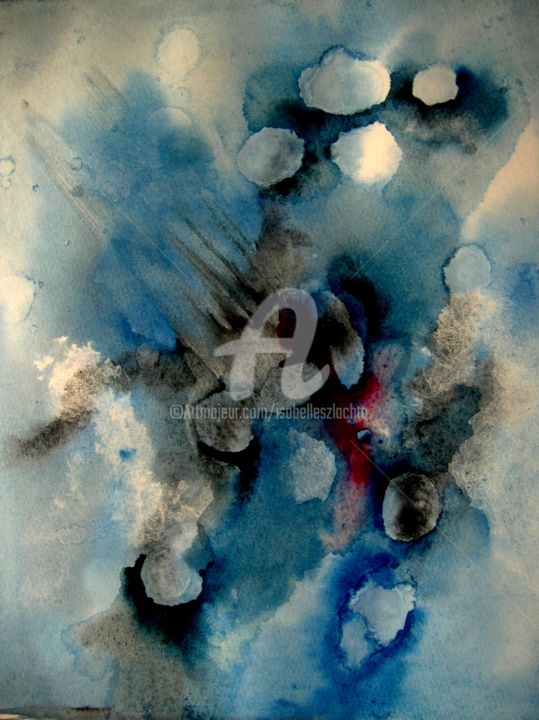 Malerei mit dem Titel "Möcht ich ein Komet…" von Isabelle Szlachta, Original-Kunstwerk, Aquarell