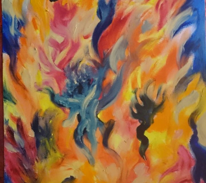 Desenho intitulada "La Danse des Flammes" por Isabelle Tirard, Obras de arte originais, Pastel