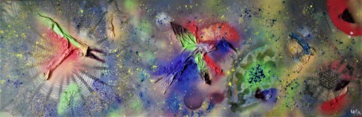 Painting titled "Le Vol de L'Oiseau" by Isabelle Tirard, Original Artwork, Acrylic