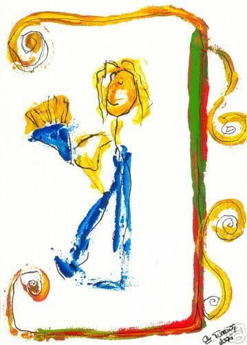 Malerei mit dem Titel "Avoir la frite !" von Isabelle Tumson, Original-Kunstwerk