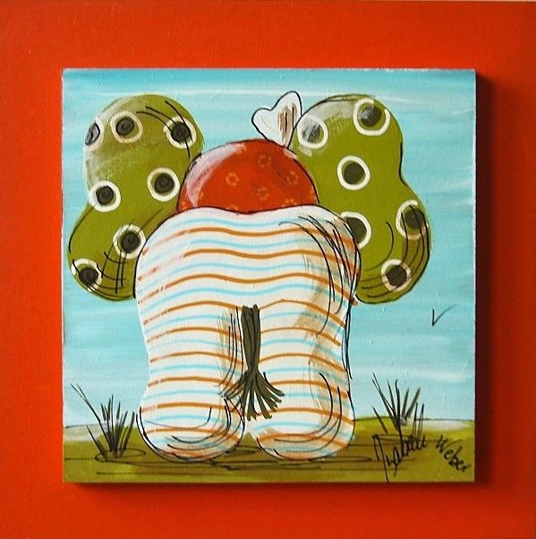 Painting titled "mon éléphant en pyj…" by Isabelle Weber, Original Artwork, Acrylic