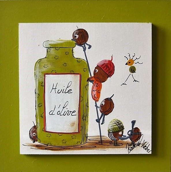 Artisanat intitulée "les olives à la pis…" par Isabelle Weber, Œuvre d'art originale, Décoration de maison