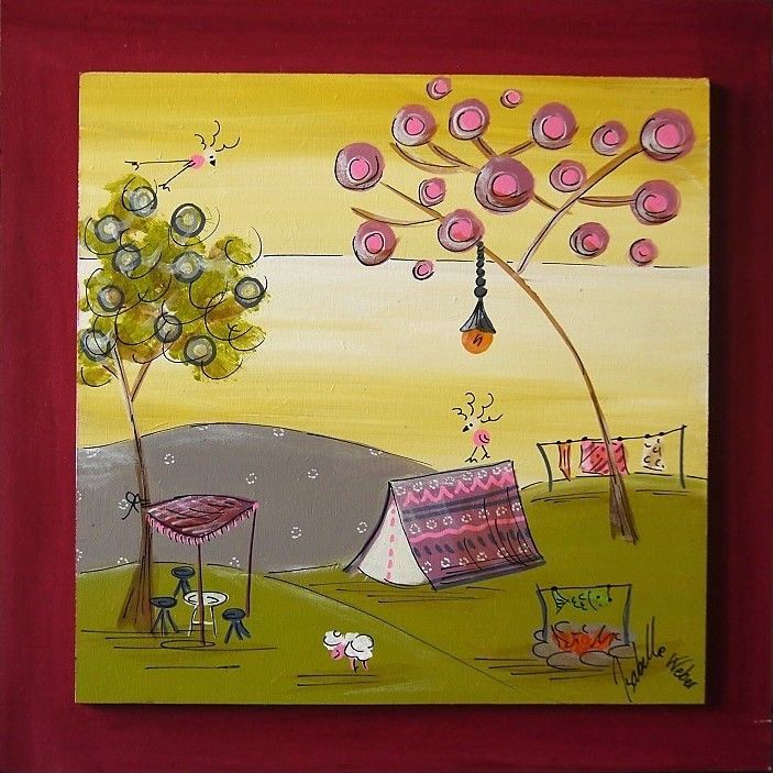 Painting titled "sous un ciel jaune…" by Isabelle Weber, Original Artwork, Acrylic