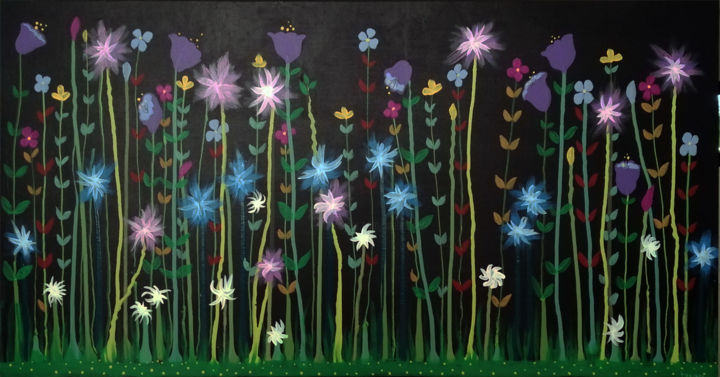 Schilderij getiteld "flores-silvestres" door Isabel Torner, Origineel Kunstwerk, Acryl
