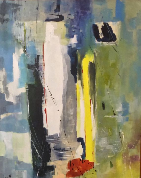 Pintura titulada "Au détour de ..." por Isabelle Huguenin, Obra de arte original, Acrílico Montado en Bastidor de camilla de…
