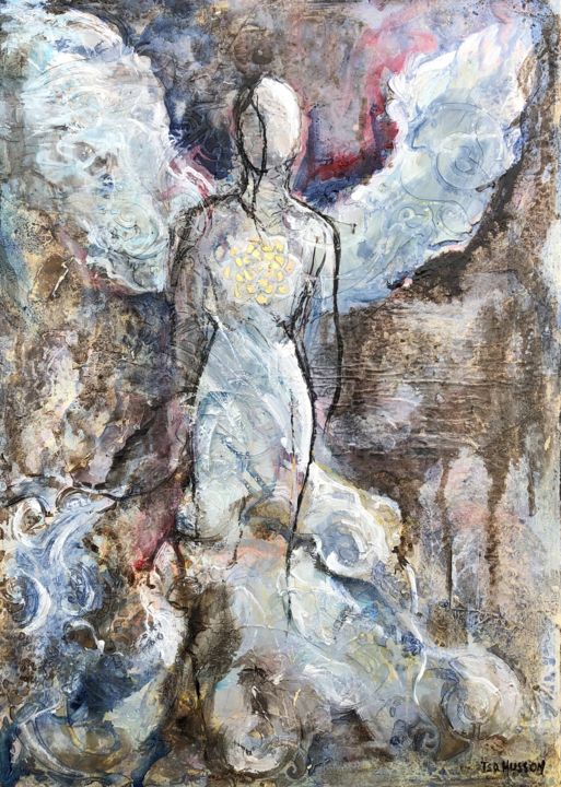 Painting titled "Ange" by Isabelle Husson, Original Artwork, Acrylic