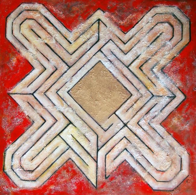 Ζωγραφική με τίτλο "labyrinthe II" από Isabelle Husson, Αυθεντικά έργα τέχνης, Ακρυλικό