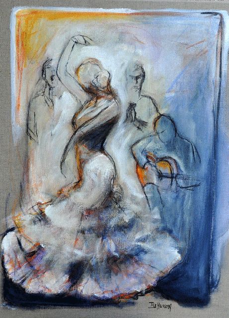 Painting titled "flamenco" by Isabelle Husson, Original Artwork