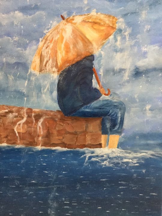 Pintura titulada "Bajo la lluvia" por Isamenara, Obra de arte original, Acrílico