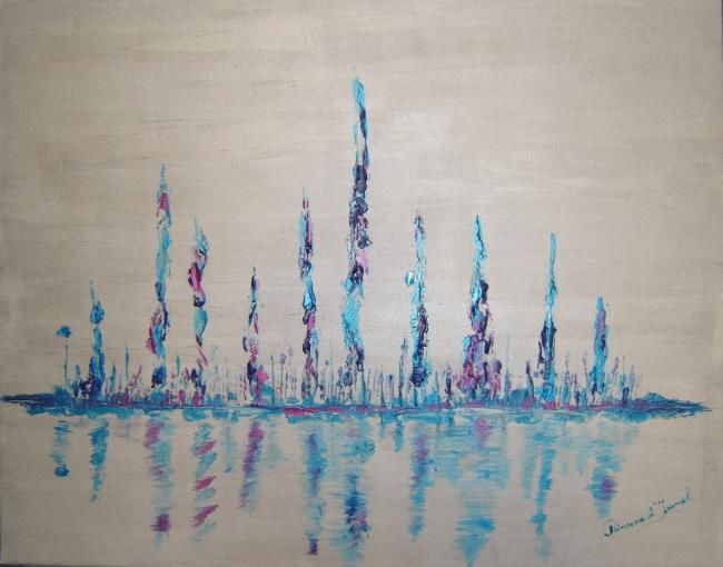 Pittura intitolato "Aqua Marina" da Princesse Sylviane D Isangel, Opera d'arte originale, Olio