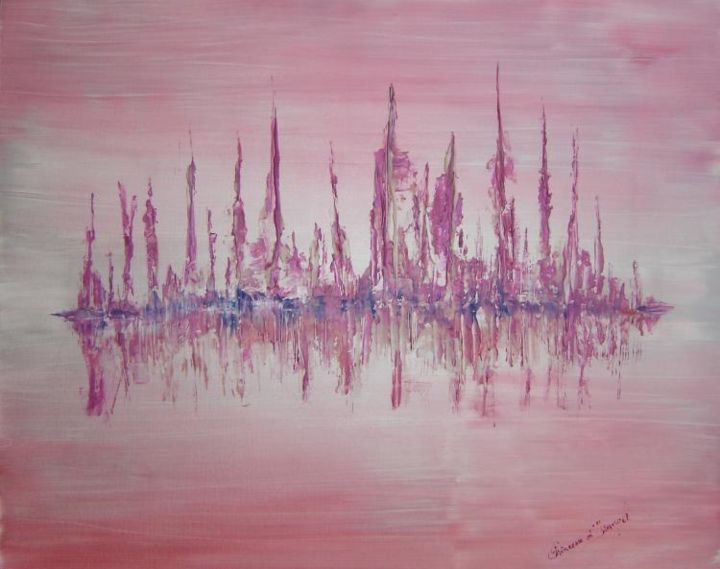 Painting titled "crêtes de rubis" by Princesse Sylviane D Isangel, Original Artwork