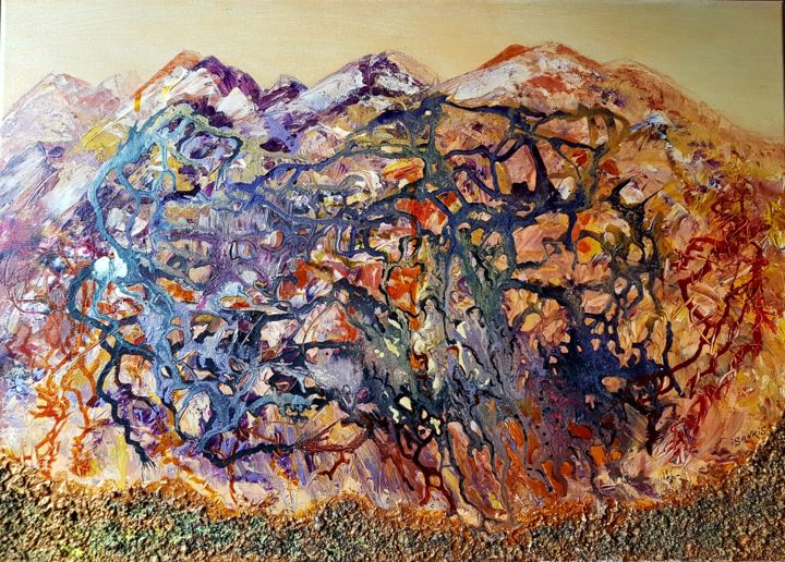 Malerei mit dem Titel "Piémont des Vosges" von Isankis, Original-Kunstwerk, Acryl