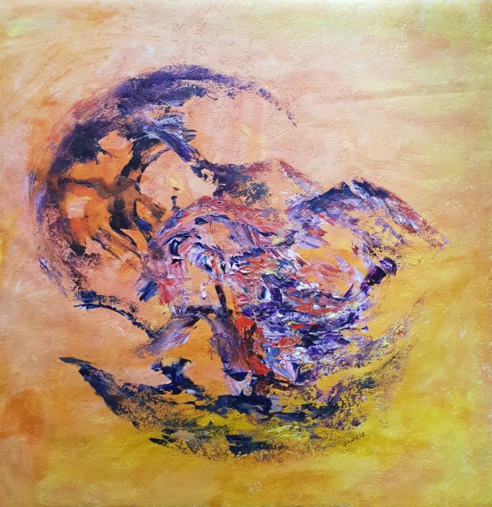 Painting titled "Ailes déployées" by Isankis, Original Artwork, Acrylic