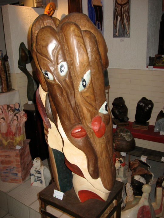 Sculpture titled "Bousculade" by Bob (Parrenin), Original Artwork, Wood