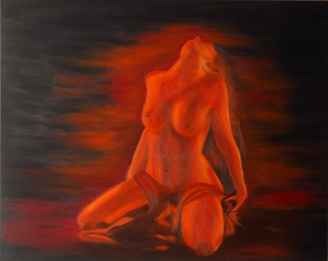 Painting titled "MULHER COM FAIXA" by Isabel Carvalho, Original Artwork