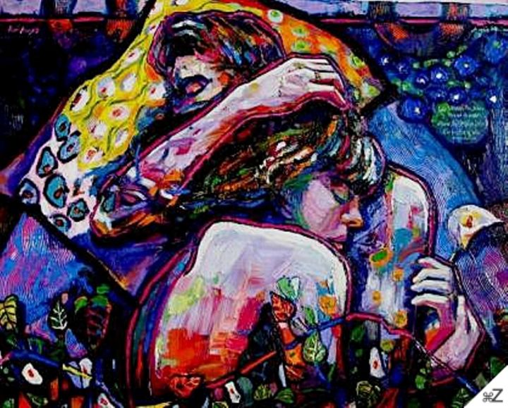 Peinture intitulée "lovers-46-x58.jpg" par Isary Taveras, Œuvre d'art originale, Huile