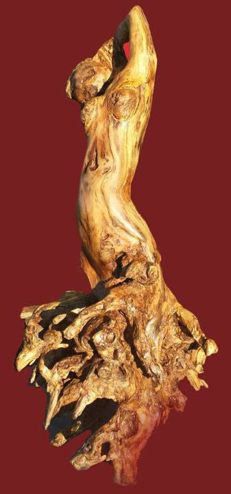 Scultura intitolato "Flammèche" da Iscara, Opera d'arte originale, Legno