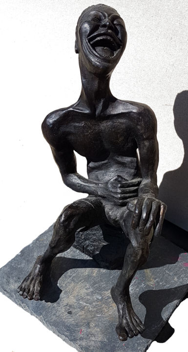 Sculptuur getiteld "L'Homme qui rit 2/8" door Iscara, Origineel Kunstwerk, Bronzen