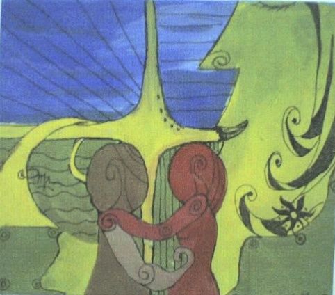 Painting titled "lover's moon" by Iseq, Original Artwork