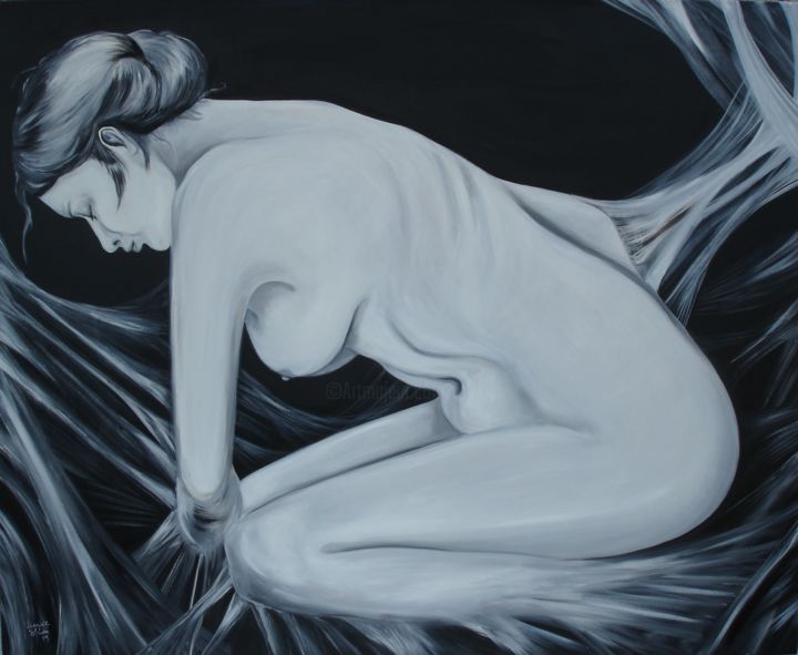 Pintura intitulada "ENDOMETRIOSE 2 DANS…" por Virginie Isfaoui, Obras de arte originais, Óleo Montado em Armação em madeira