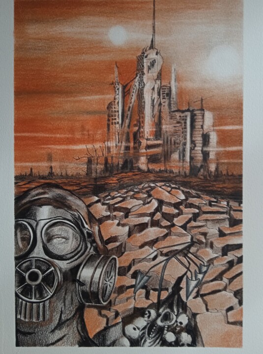 Drawing titled "Le crépuscule de Da…" by Virginie Isfaoui, Original Artwork, Pencil