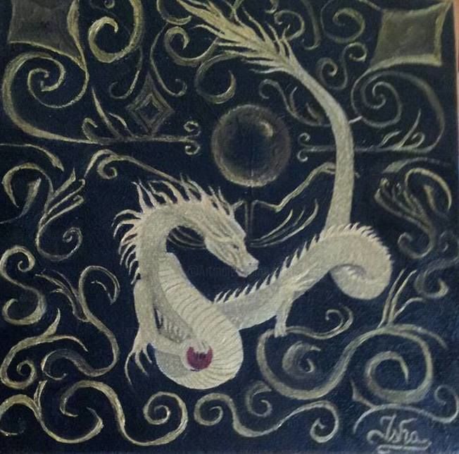 Картина под названием "feu-interieur" - Isha, Подлинное произведение искусства, Масло