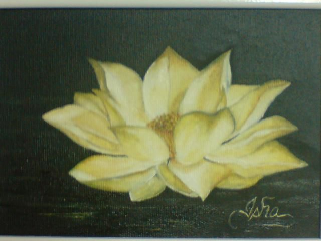 Peinture intitulée "Fleur de lotus" par Isha, Œuvre d'art originale, Huile