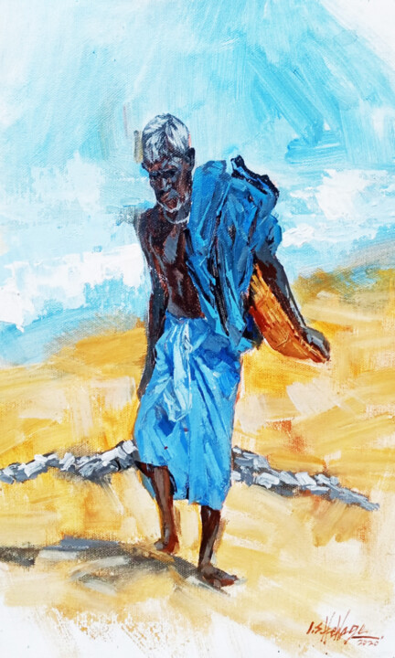 Картина под названием "Fishing for a Living" - Ishan Senaka Hewage, Подлинное произведение искусства, Акрил Установлен на Де…