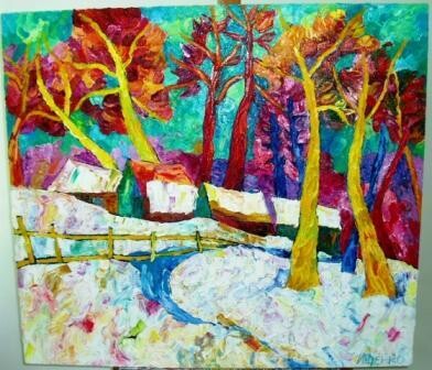 Malarstwo zatytułowany „Прощай зима” autorstwa Ищенко Оксана, Oryginalna praca, Olej
