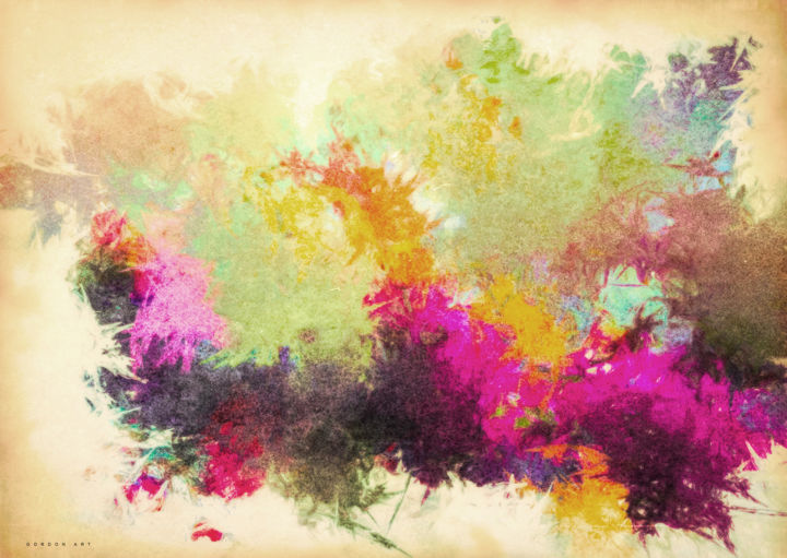 Цифровое искусство под названием "Between The Flowers" - Ish Gordon, Подлинное произведение искусства, Цифровая живопись