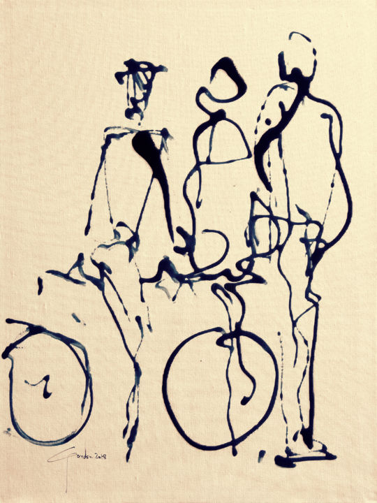Картина под названием "Three" - Ish Gordon, Подлинное произведение искусства, Чернила