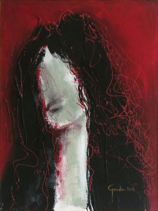 Malerei mit dem Titel "a Mysterious Woman" von Ish Gordon, Original-Kunstwerk, Acryl