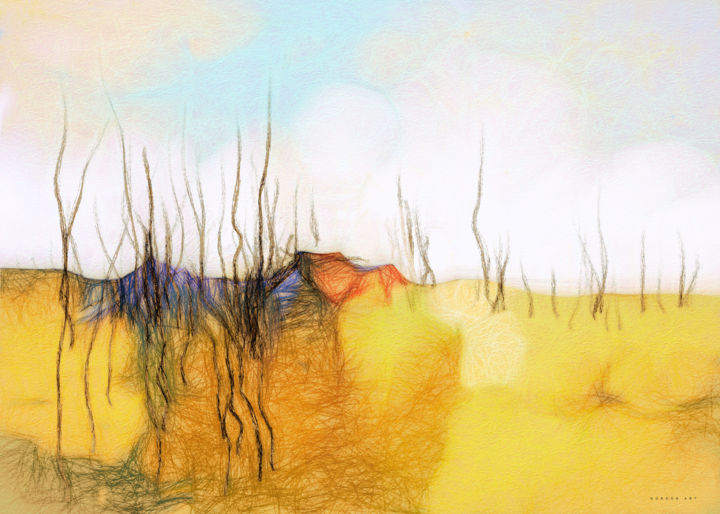 Arts numériques intitulée "yellow Field" par Ish Gordon, Œuvre d'art originale