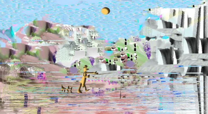 Цифровое искусство под названием "fisherman's dream" - Irina Ishimscai & Victor Golubev, Подлинное произведение искусства, Ц…