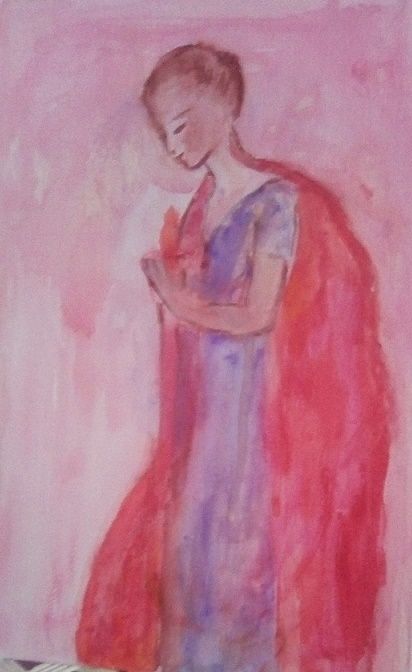 Painting titled "With flame...divine…" by Irina Ishimscai Victor Golubev, Original Artwork, Watercolor